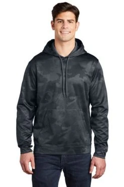 Sport-Teck Sweatshirts: Men's ST240 DSG Dark Smoke Grey Sport-Wick CamoHex Fleece Hooded Pullover