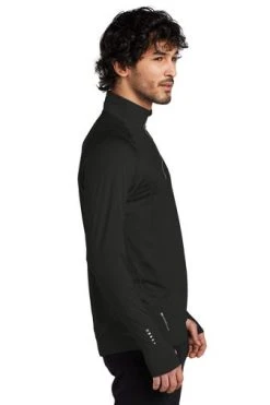 Ogio Shirts: Men's OE335 BLK Black Endurance Nexus 1/4-Zip Pullover -Work Attire Shop 6671 blacktop 3 oe335blacktopmodelside2 337w