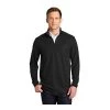 Port Authority Sweatshirts: Men's K806 BLK Pinpoint Mesh 1/2-Zip Sweater -Work Attire Shop 7243 black 1 k806blackmodelfront1 337wedit