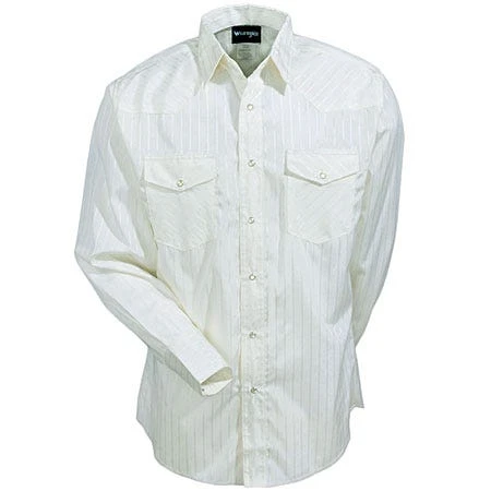 Wrangler Shirts: Men's Light Tan 75226 TN Western Dobby Stripe Long Sleeve Shirt 5 Wrangler Shirts: Men's Light Tan 75226 TN Western Dobby Stripe Long Sleeve Shirt - Image 3