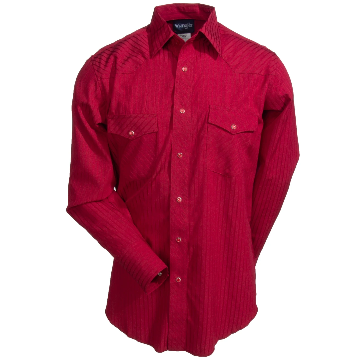 Wrangler Shirts: Men's Wine 75740 WN Sport Western Dobby Stripe Long Sleeve Shirt 5 Wrangler Shirts: Men's Wine 75740 WN Sport Western Dobby Stripe Long Sleeve Shirt - Image 3