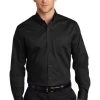 Port Authority Shirts: Men's S663 BLK Black Button Down SuperPro Twill Shirt -Work Attire Shop 7607 black 1 s663blackmodelfront3 337w