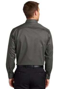 Port Authority Shirts: Men's S663 STGY Sterling Grey Button Down SuperPro Twill Shirt -Work Attire Shop 7607 sterlinggy 2 s663sterlinggymodelback3 337w