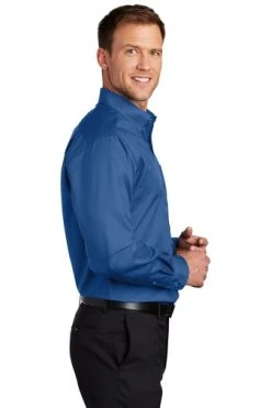 Port Authority Shirts: Men's S663 TB True Blue Button Down SuperPro Twill Shirt -Work Attire Shop 7607 trueblue 3 s663truebluemodelside3 337w