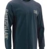 CAT Apparel Shirts: Men's 1510034 10378 Dark Marine Long-Sleeve Cotton Trademark Tee Shirt