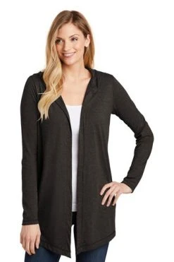 District Cardigans: Women's DT156 BKFST Black Forest Perfect Tri Hooded Cardigan