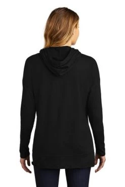 District Sweatshirts: Women's DT671 BLK Black Featherweight French Terry Hoodie -Work Attire Shop 9748 black 2 dt671blackmodelback 337w