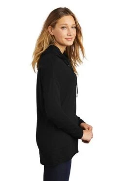District Sweatshirts: Women's DT671 BLK Black Featherweight French Terry Hoodie -Work Attire Shop 9748 black 3 dt671blackmodelside 337w