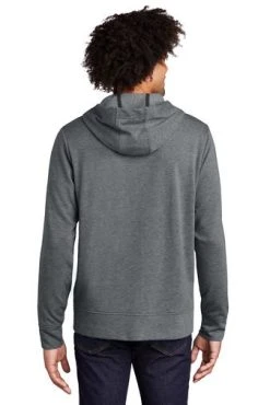Sport-Tek Jackets: Men's ST293 DGH Dark Grey Heather PosiCharge Tri-Blend Wicking Fleece Full-Zip Hooded Jacket -Work Attire Shop 9760 darkgreyhthr 2 st293darkgreyhthrmodelback 337w