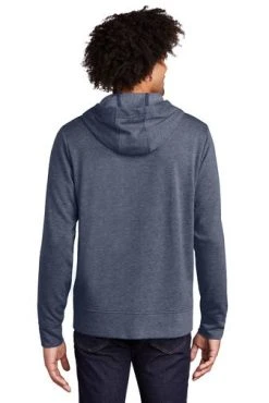 Sport-Tek Jackets: Men's ST293 TNVH True Navy Heather PosiCharge Tri-Blend Wicking Fleece Full-Zip Hooded Jacket -Work Attire Shop 9760 truenavyhthr 2 st293truenavyhthrmodelback 337w