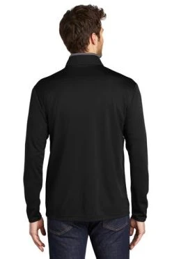Port Authority Shirts: Men's K584 BSTG Black Steel Grey Silk Touch Performance 1/4-Zip Shirt -Work Attire Shop 9771 blacksteelgy 2 k584blacksteelgymodelback 337w