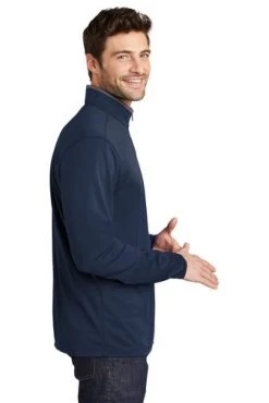 Port Authority Shirts: Men's K584 NVSG Navy Steel Grey Silk Touch Performance 1/4-Zip Shirt -Work Attire Shop 9771 navysteelgry 3 k584navysteelgrymodelside 337w