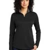 Port Authority Shirts: Women's LK584 BKSG Black Steel Grey Silk Touch Performance 1/4-Zip Shirt 1 Port Authority Shirts: Women's LK584 BKSG Black Steel Grey Silk Touch Performance 1/4-Zip Shirt -Work Attire Shop 9772 blacksteelgy 1 lk584blacksteelgymodelfront 337w