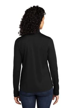 Port Authority Shirts: Women's LK584 BKSG Black Steel Grey Silk Touch Performance 1/4-Zip Shirt -Work Attire Shop 9772 blacksteelgy 2 lk584blacksteelgymodelback 337w