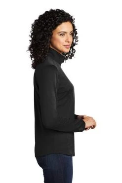 Port Authority Shirts: Women's LK584 BKSG Black Steel Grey Silk Touch Performance 1/4-Zip Shirt -Work Attire Shop 9772 blacksteelgy 3 lk584blacksteelgymodelside 337w