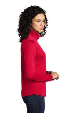 Port Authority Shirts: Women's LK584 RDBK Red Black Silk Touch Performance 1/4-Zip Shirt -Work Attire Shop 9772 redblack 3 lk584redblackmodelside 337w
