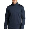 Port Authority Sweatshirts: Men's F248 DBNH Dress Blue Navy Heather Diamond 1/4 Zip Pull Over -Work Attire Shop 9820 dressblnyhe 1 f248dressblnyhemodelfront 337w