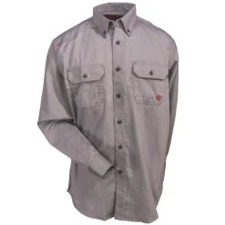 Ariat Work FR Shirts: FR Solid Silver Fox Men's 10012253 Long-Sleeve Twill Shirt -Work Attire Shop ariat 10012253 gry f 01