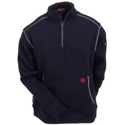 Ariat Sweatshirts: Men's 10015950 Flame-Resistant Blue Quarter-Zip Sweatshirt -Work Attire Shop ariat 10015950 f 01