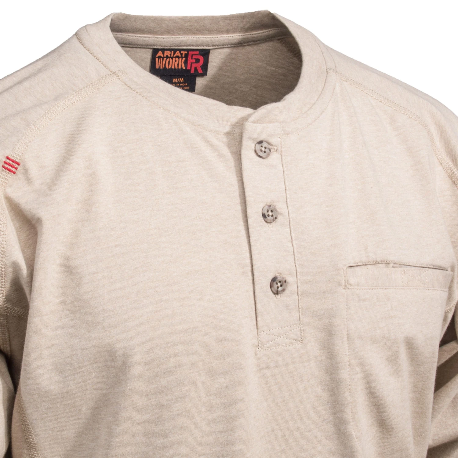 Ariat Work FR Shirts: FR Air Cotton Men's 10022598 Sand Heather Henley 5 Ariat Work FR Shirts: FR Air Cotton Men's 10022598 Sand Heather Henley - Image 3
