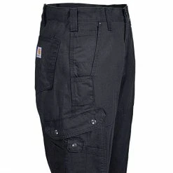 Carhartt Pants: Men's B342 BLK Black Ripstop Cotton Cargo Work Pants