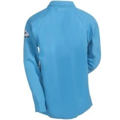 Bulwark Shirts: Men's Blue QT12 BL Flame-Resistant Long Sleeve Polo Shirt -Work Attire Shop bulwark qt12bl b 01 1