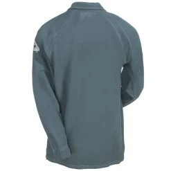 Bulwark Shirts: Men's QT12 CH Grey Flame-Resistant Long Sleeve Polo Shirt -Work Attire Shop bulwark qt12ch b 01