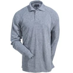 Bulwark Shirts: Men's SMP2 GY Grey FR Classic Long Sleeve Polo Shirt -Work Attire Shop bulwark smp2gy3 f 01