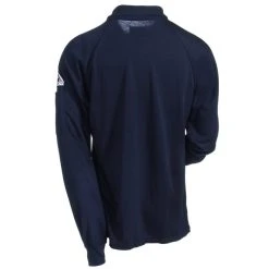 Bulwark Shirts: Men's SMP2 NV Navy Flame-Resistant Long Sleeve Polo Shirt -Work Attire Shop bulwark smp2nv3 b 01
