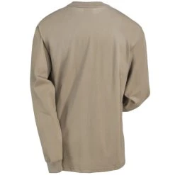 Carhartt Force Shirts: Men's 100235 250 Khaki Flame-Resistant Force Cotton Long-Sleeve T-Shirt -Work Attire Shop carhartt 100235 250 b 01