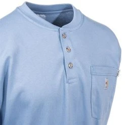 Carhartt Shirts: Men's Blue 100237 465 Flame Resistant Henley Work Shirt -Work Attire Shop carhartt 100237 465 cd 01
