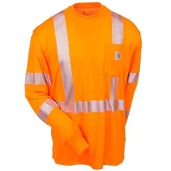 Carhartt Force Shirts: Men's Force Orange 100496 824 Hi Vis Long Sleeve Shirt -Work Attire Shop carhartt 100496824 f 01