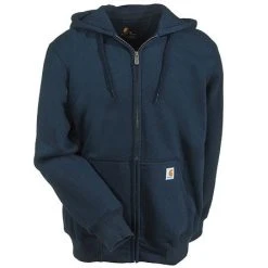 Carhartt Sweatshirts: Men's Navy Blue Water Repellent 100614 472 Zip Sweatshirt -Work Attire Shop carhartt 100614 472 f 01