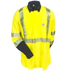 Carhartt Shirts: Force Hybrid FR High Vis 102843 323 Button Down Shirt -Work Attire Shop carhartt 102843323 f 01