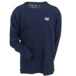 CAT Apparel Shirts: Men's 1630003 57E Navy FR Long-Sleeve Performance Crew Shirt -Work Attire Shop cat 1630003 f 01