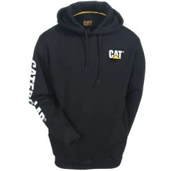 Caterpillar Sweatshirts: Men's 1910709 016 Black Hooded Trademark Banner Sweatshirt -Work Attire Shop cat 1910709 blk f 01
