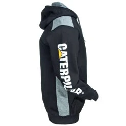 CAT Apparel Sweatshirts: Men's 1910802 016 Black Logo Panel Hooded Sweatshirt -Work Attire Shop cat 1910802 016 r 01