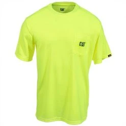 CAT Apparel Shirts: Men's Hi Vis Yellow 1510499 407 Trademark Pocket Tee Shirt 7 CAT Apparel Shirts: Men's Hi Vis Yellow 1510499 407 Trademark Pocket Tee Shirt -Work Attire Shop cat apparel 1510499 407 f 01