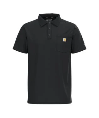 Carhartt Force Shirts: Men's 103569 001 Black Force Cotton Delmont Pocket Polo 4 Carhartt Force Shirts: Men's 103569 001 Black Force Cotton Delmont Pocket Polo - Image 2