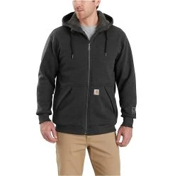 Carhartt Sweatshirt: Men's 103308 026 Carbon Heather Rain Defender Sherpa-Lined Full-Zip Sweatshirt
