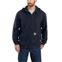 Carhartt Force Sweatshirts: Men's 104982 I26 Navy Flame Resistant Hooded Zip Front Sweatshirt