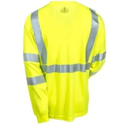 Ergodyne Shirts: Men's 8391 LM High Visibility Lime Class 3 Long Sleeve Tee Shirt