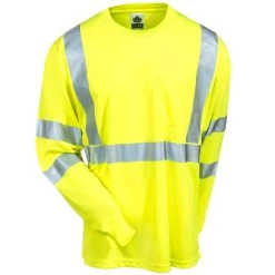 Ergodyne Shirts: Men's 8391 LM High Visibility Lime Class 3 Long Sleeve Tee Shirt -Work Attire Shop ergodyne 8391 ylw f 01