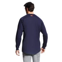 Ariat Work FR: Men's 10022597 Navy Flame Resistant Air Lightweight Long Sleeve Henley Shirt 9 Ariat Work FR: Men's 10022597 Navy Flame Resistant Air Lightweight Long Sleeve Henley Shirt -Work Attire Shop f19 mns work 10022597 back