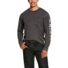 Ariat Rebar Shirt: Men's 10027815 Charcoal Heather Workman Logo T-Shirt -Work Attire Shop f19 mns work gaglione 10027815 front