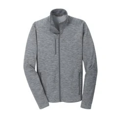 Port Authority Jacket: Men's F231 GRY Grey Digi Stripe Fleece Jacket -Work Attire Shop f231 grey flat front