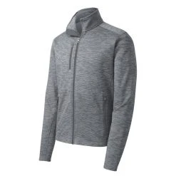 Port Authority Jacket: Men's F231 GRY Grey Digi Stripe Fleece Jacket -Work Attire Shop f231 grey form front