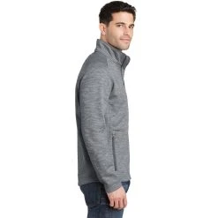 Port Authority Jacket: Men's F231 GRY Grey Digi Stripe Fleece Jacket -Work Attire Shop f231 grey model side 042015