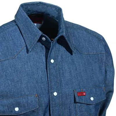 Wrangler Shirts: Men's FR12127 Denim Flame Resistant Shirt 3 Wrangler Shirts: Men's FR12127 Denim Flame Resistant Shirt