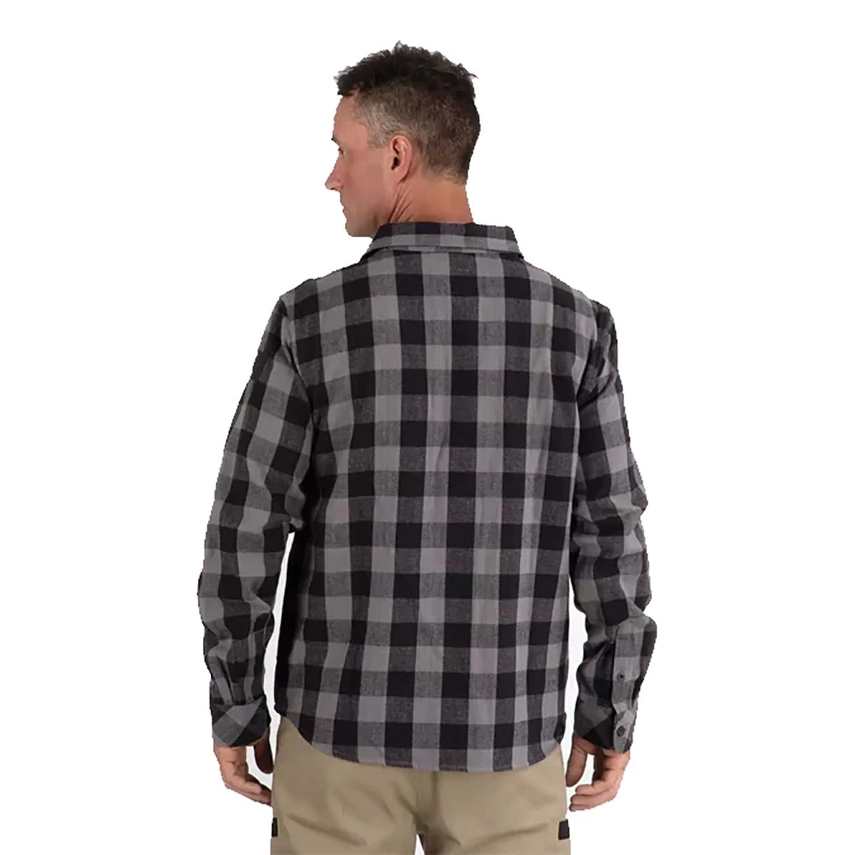 CAT Apparel Shirts: Men's 1610031 121914 Charcoal Black Buffalo Check Flannel Overshirt 4 CAT Apparel Shirts: Men's 1610031 121914 Charcoal Black Buffalo Check Flannel Overshirt - Image 2